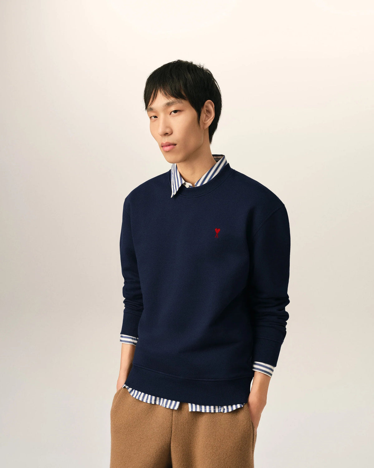 Sweatshirt Rouge / Bleu Nuit - Ami Paris