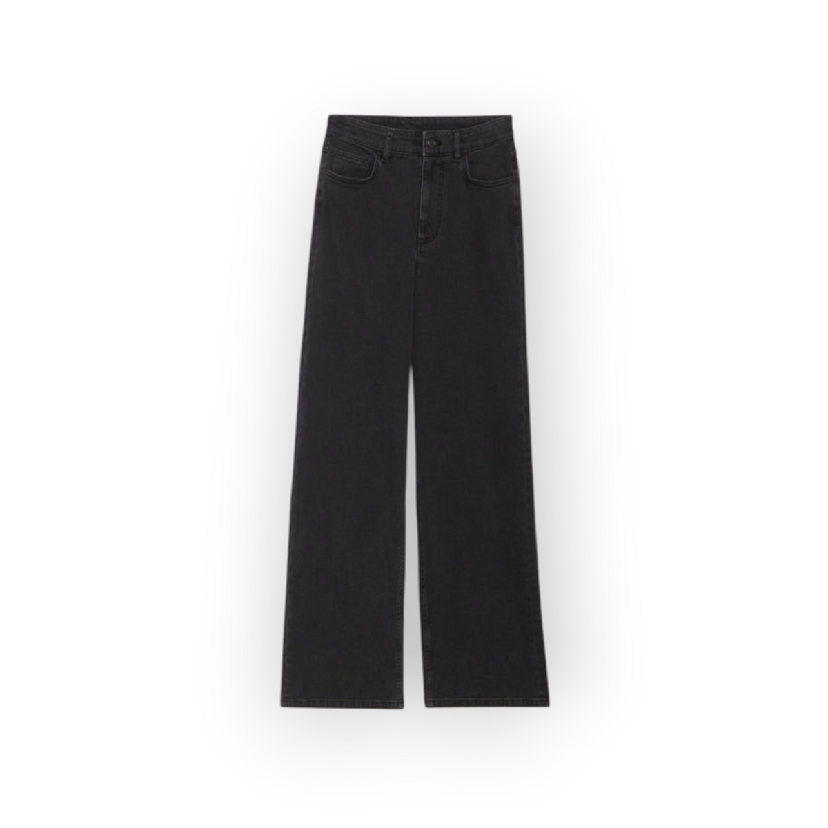 Ygreque Vanessa Bruno Bilbao black high-waisted wide-leg jeans with five-pocket design in cotton blend