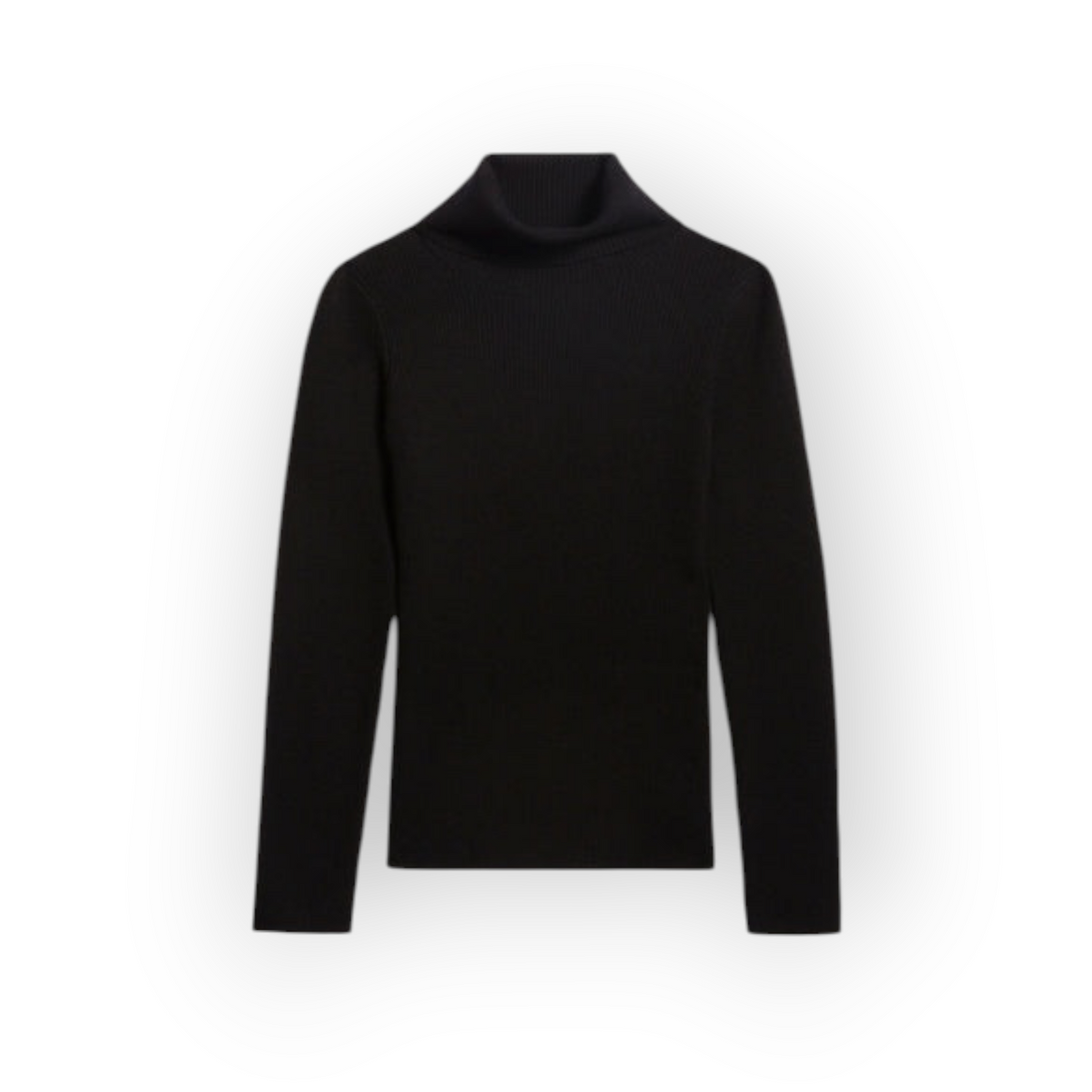 Ygreque Vanessa Bruno Fontenille black turtleneck sweater in fine merino wool and cotton blend with long sleeves