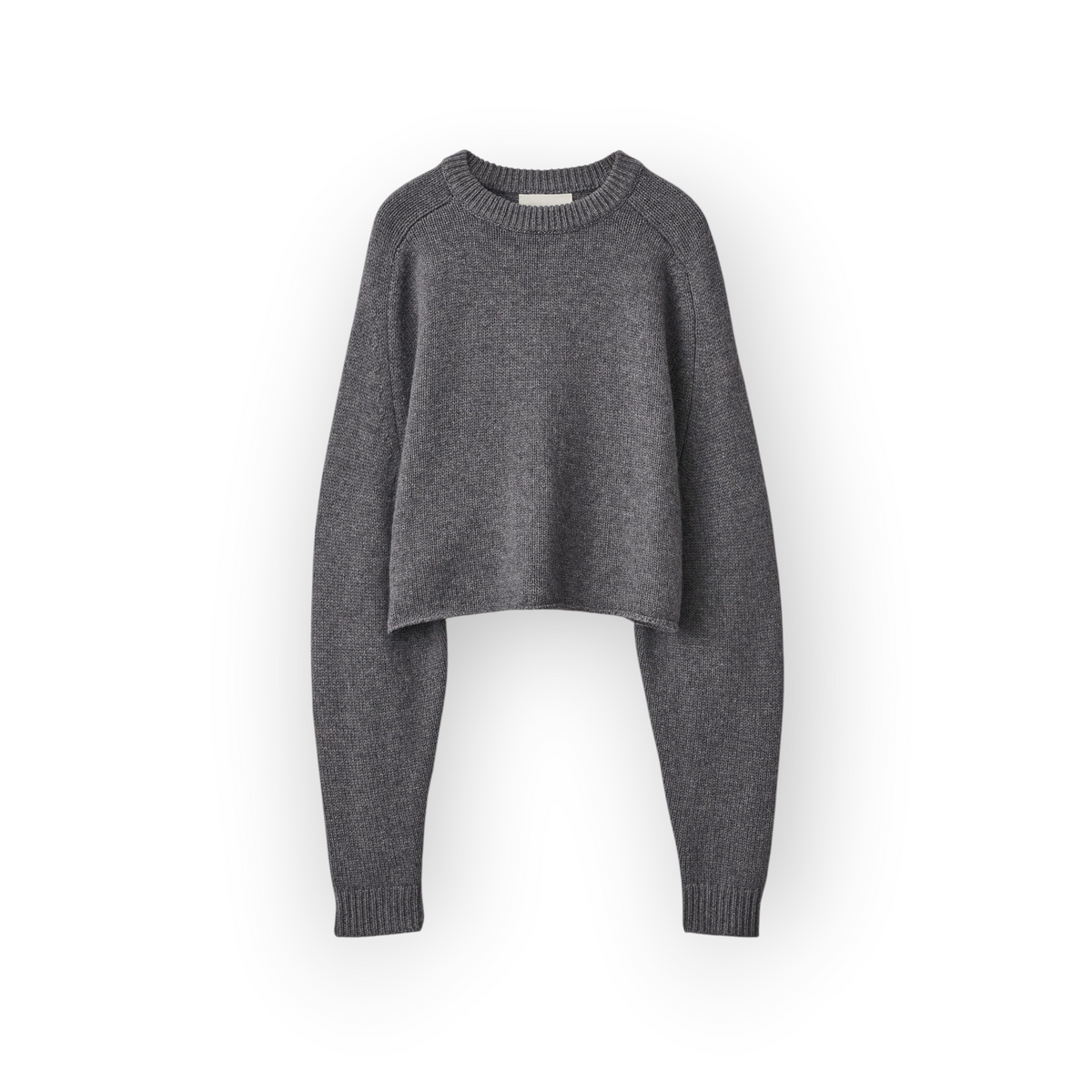 Ygreque Lisa Yang Karine graphite grey heavy knit cashmere sweater with ribbed round neck and drop shoulders