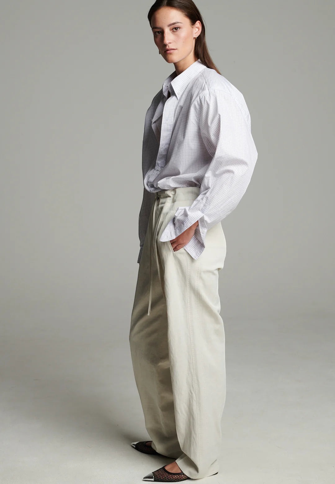 Waist Washed Linen String Trousers - Frenken