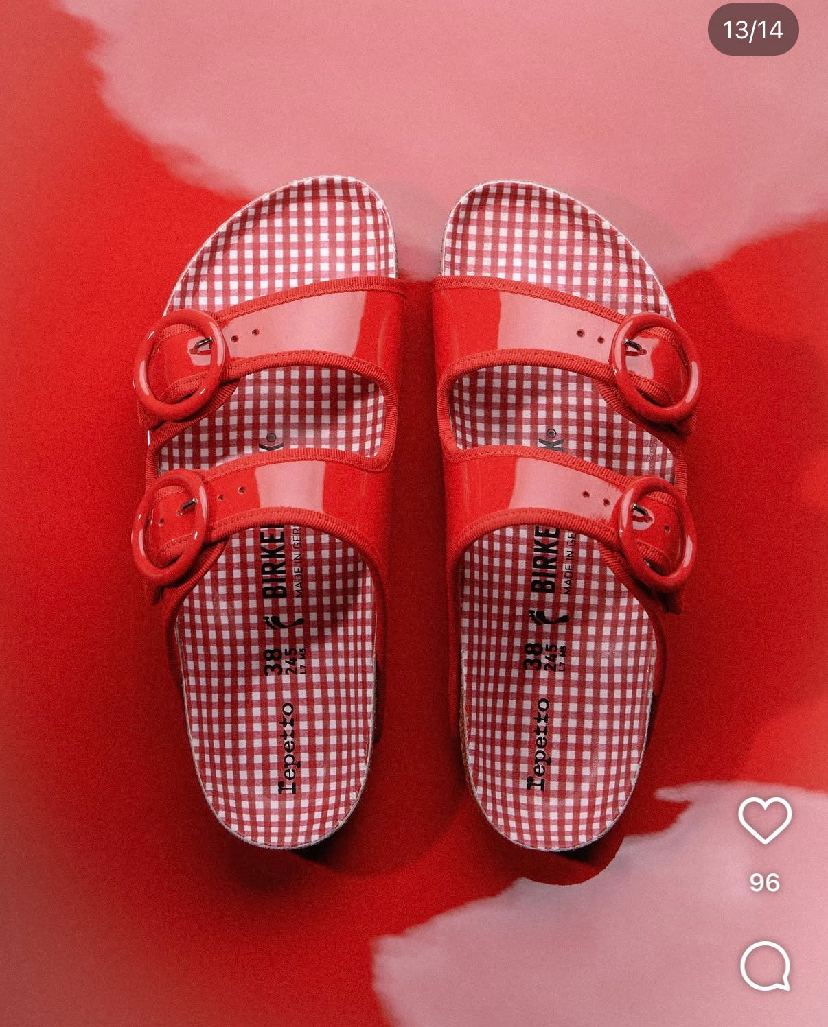 Arizona Round Buckle Flame Red - Birkenstock x Repetto