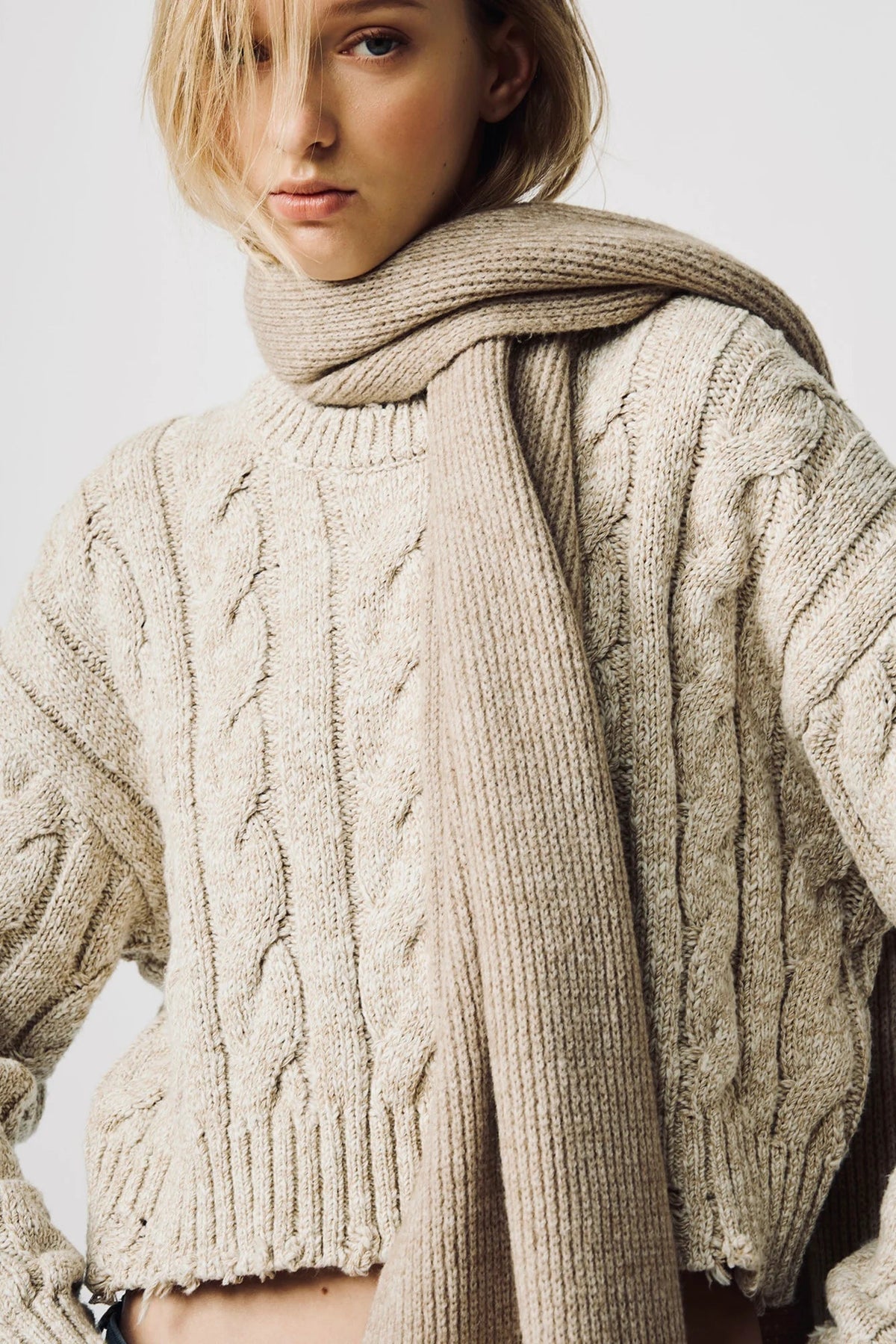 Pull Aran Light Grey - Denimist