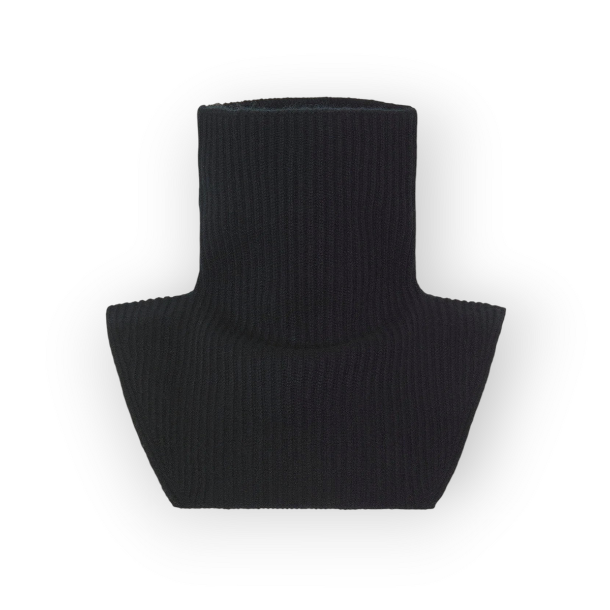 Ygreque Kujten black cashmere mock neck collar in a six-ply ribbed knit design for versatile layering.