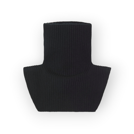 Ygreque Kujten black cashmere mock neck collar in a six-ply ribbed knit design for versatile layering.