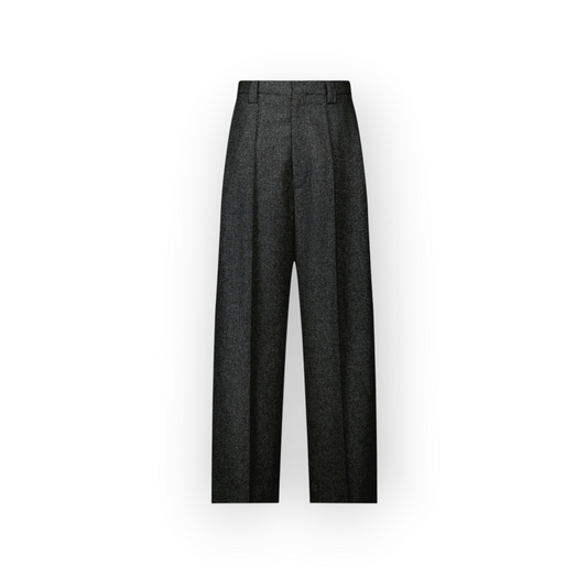 Ygreque Laurence Bras Aube grey virgin wool trousers with a straight, slightly oversized fit and stitched pleats.