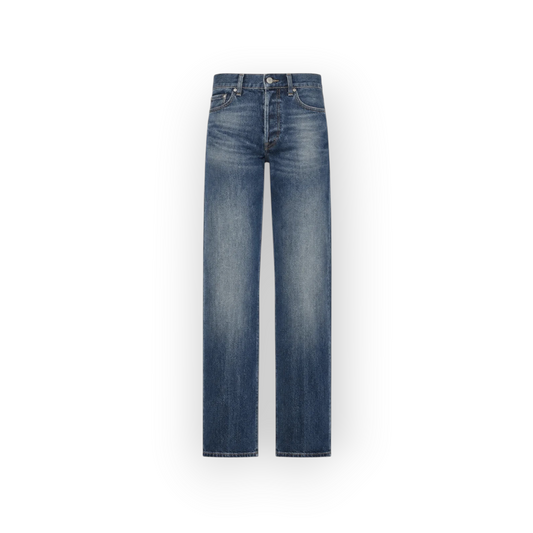 Ygreque Laurence Bras Jean 51 indigo straight leg high waisted cotton denim jeans with classic five pocket styling