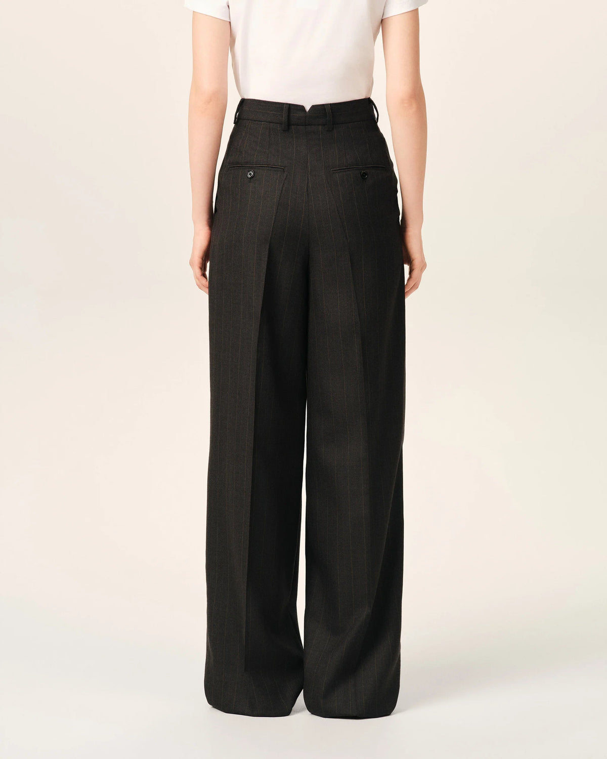 Pantalon Rayé Gris Carbone/ Maron Choco - Ami Paris