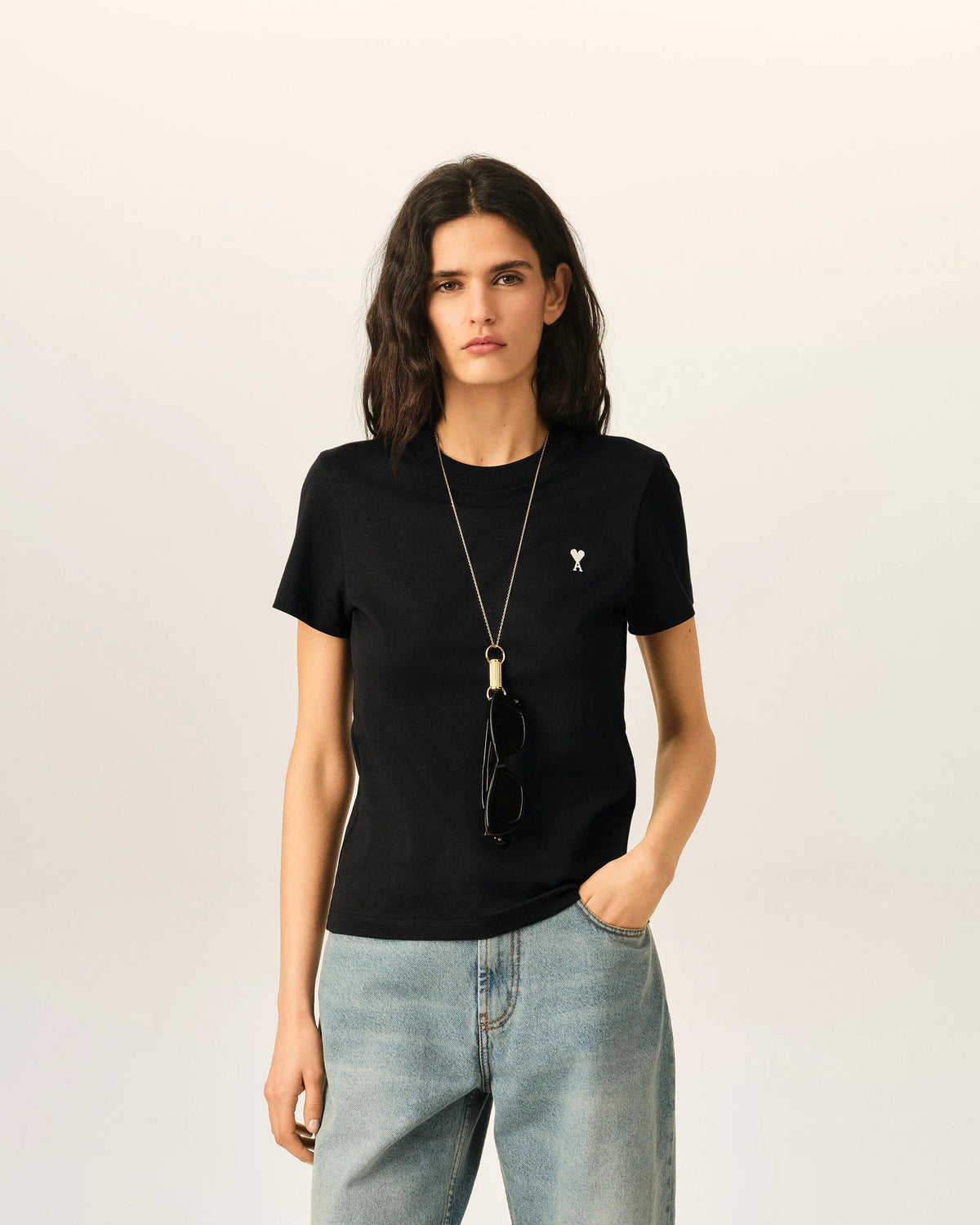 T-shirt Noir / Blanc  Croppé - Ami Paris