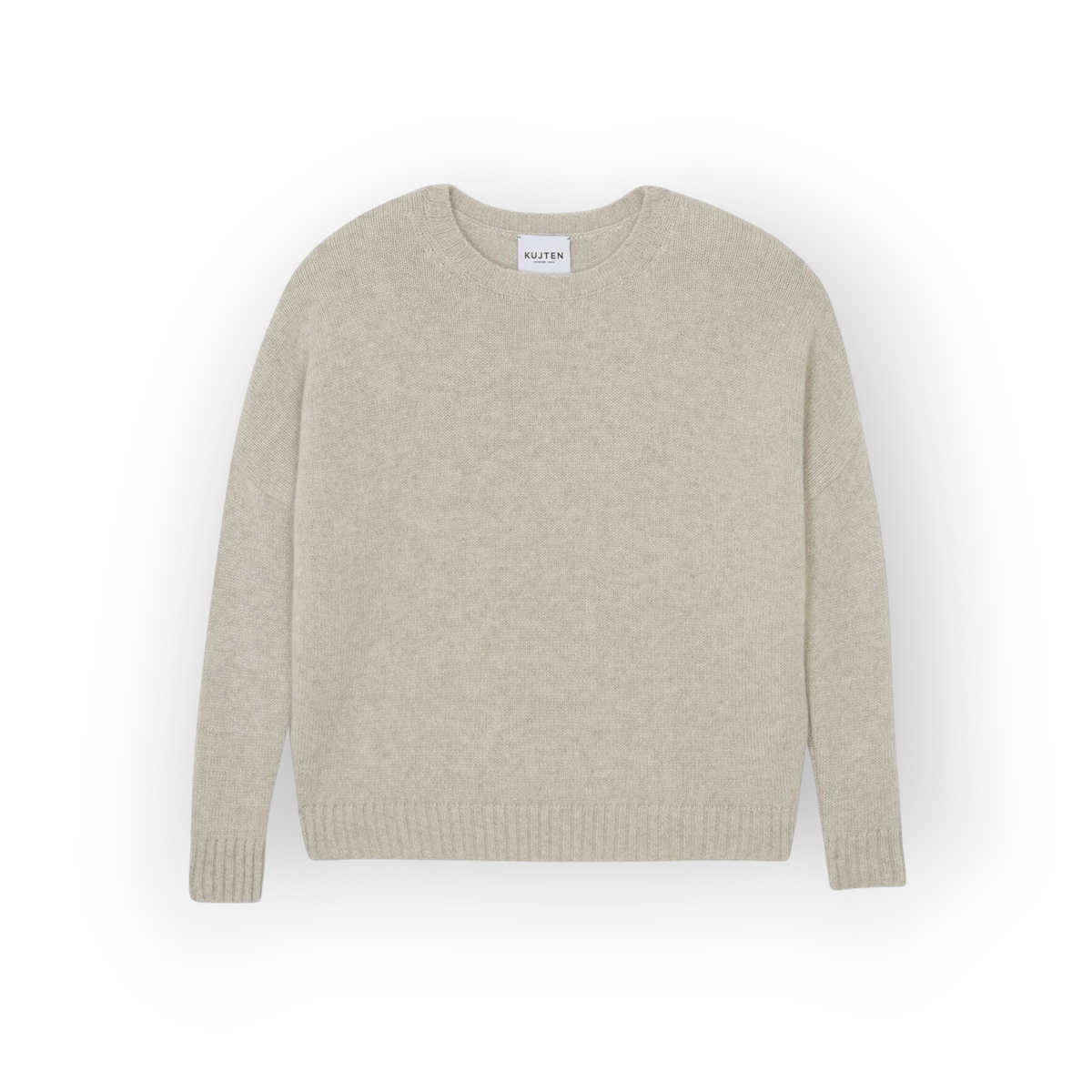 Ygreque Kujten Romelie oatmeal cashmere sweater with a round neck and relaxed raglan sleeves in a 6-ply jersey knit.