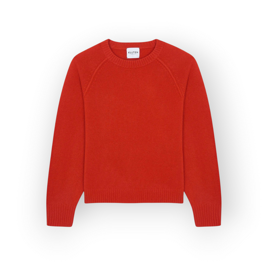 Ygreque Kujten Cadaisy orange rosso round neck sweater in 100% cashmere with a straight fit and jersey knit.