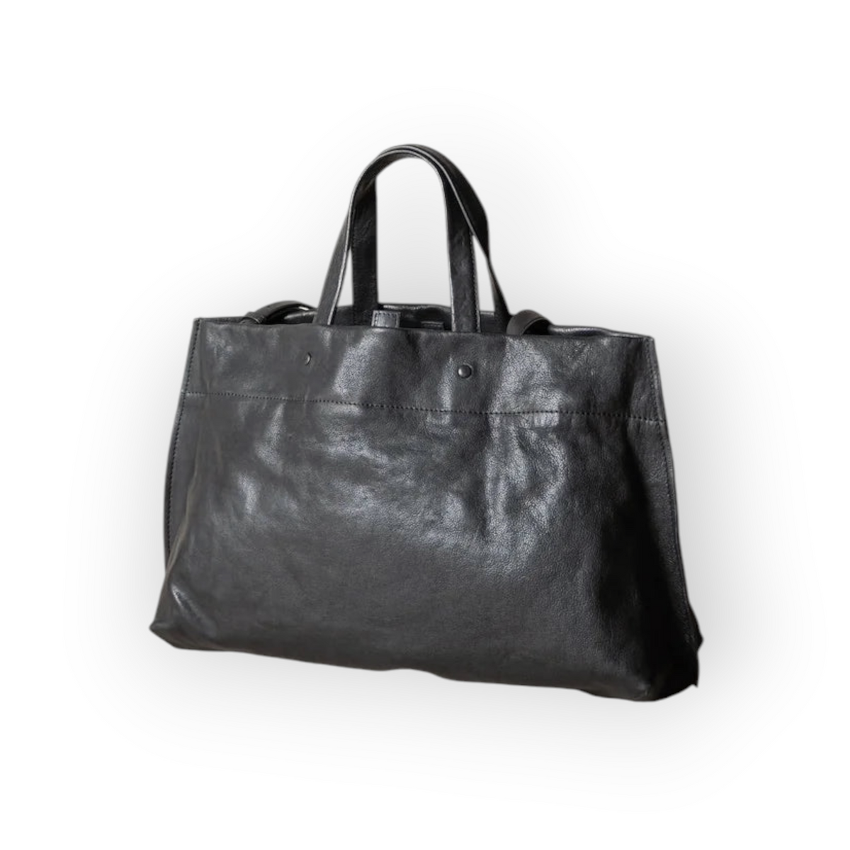 Ygreque Lihann George Sac Elli tote bag in slate black matte natural grain cowhide leather with structured design.