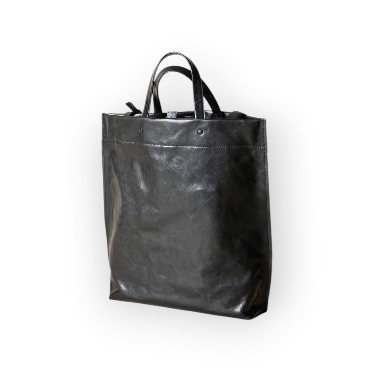 Ygreque Lihann George Jani tote bag in black crushed buffalo leather with a soft, slouchy structure.