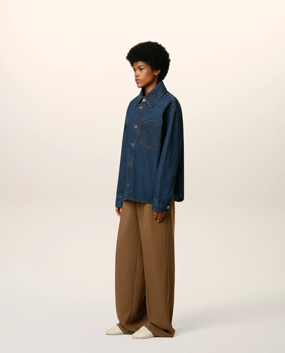 Blue Cotton Overrshirt - Ami Paris