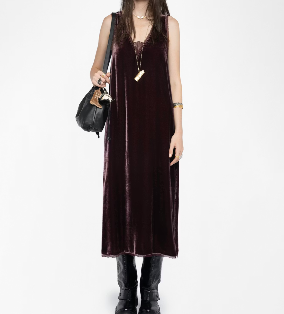 Renzo Velvet Burgundy Dress - Zadig & Voltaire