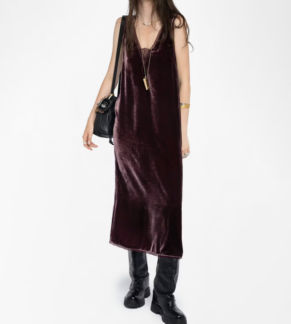 Renzo Velvet Burgundy Dress - Zadig & Voltaire