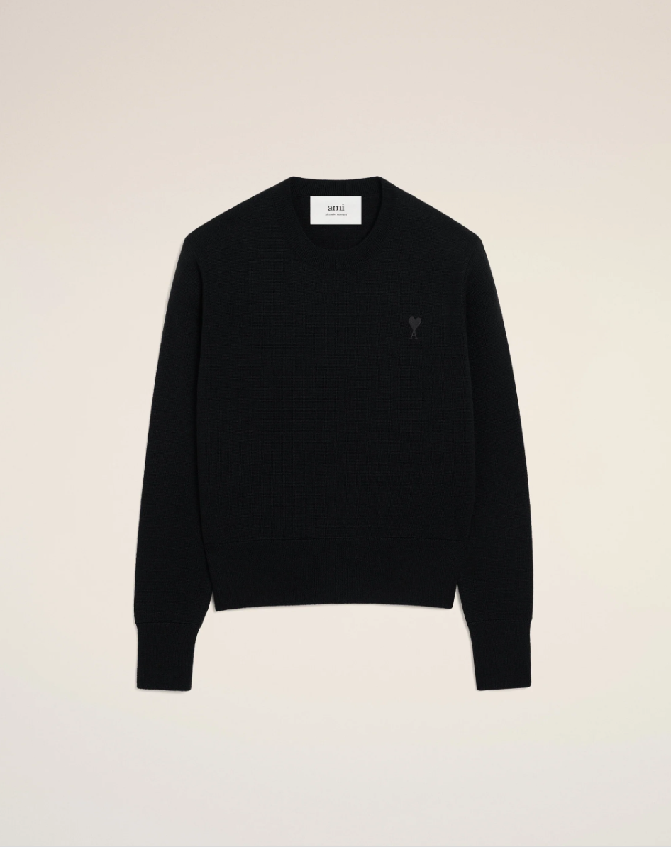 Pull Noir col rond - Ami Paris