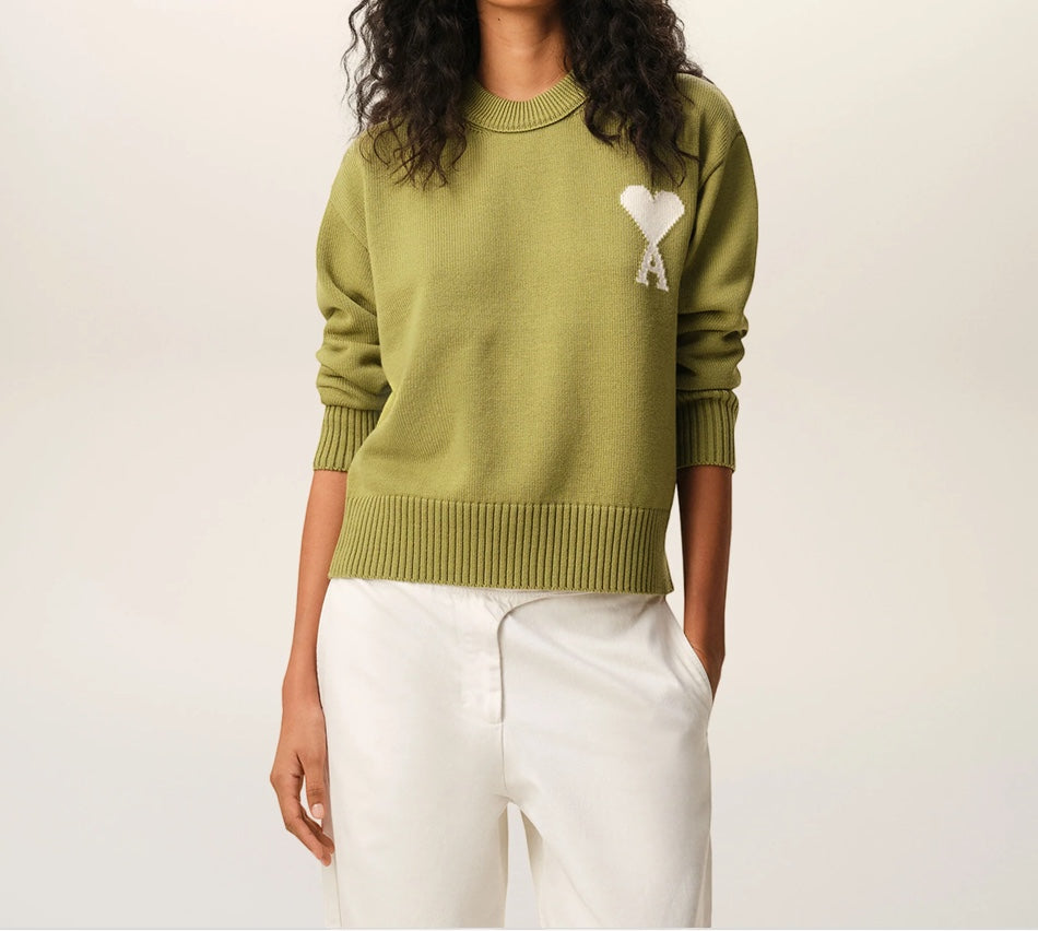 Cardigan Matcha / ecru - Ami Paris