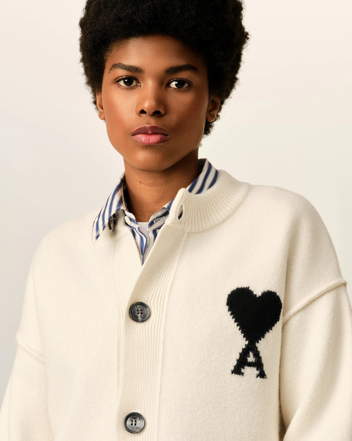 Cardigan Ecru/Noir - Ami Paris