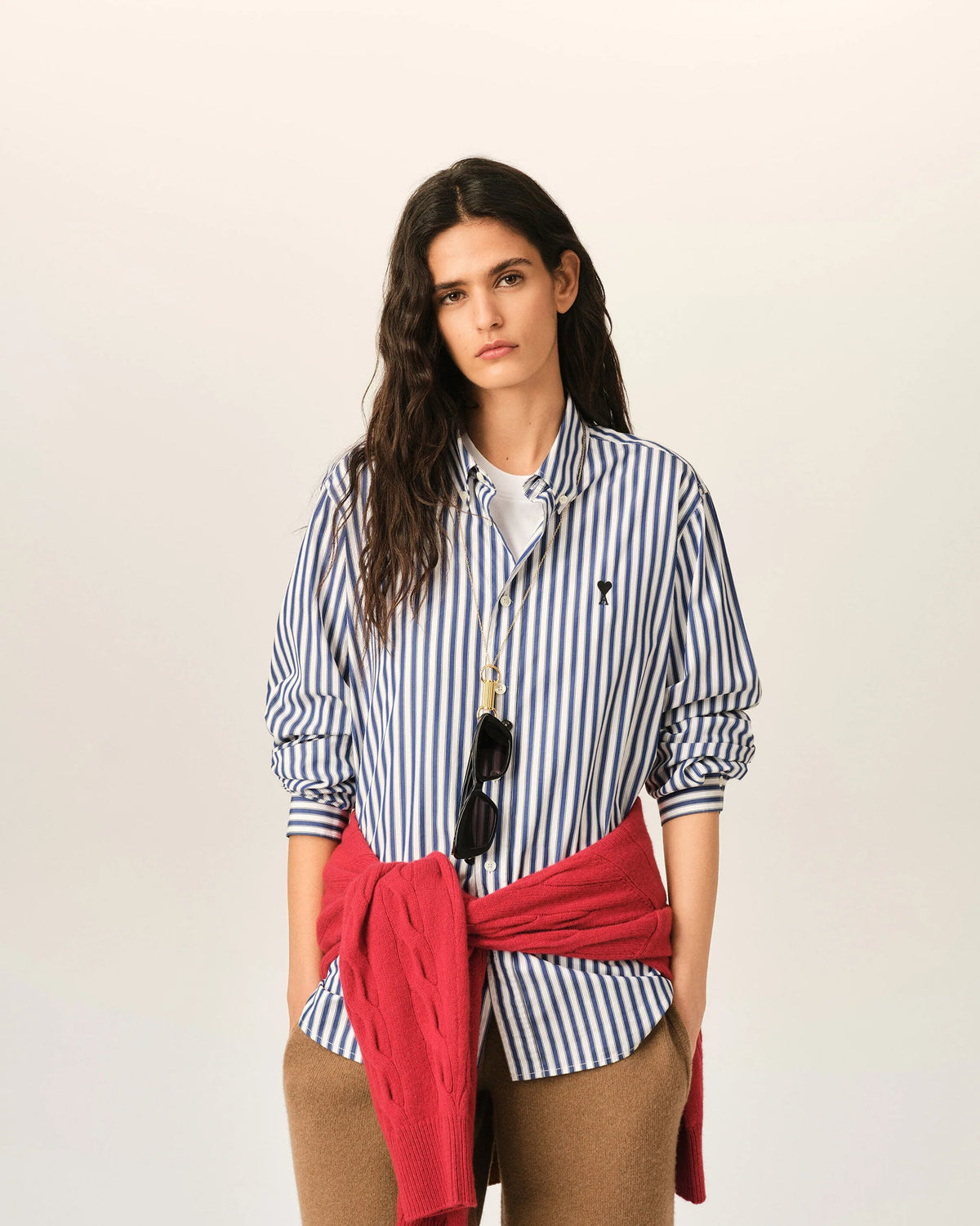Chemise Rayée Bleu Roi / Blanc - Ami Paris