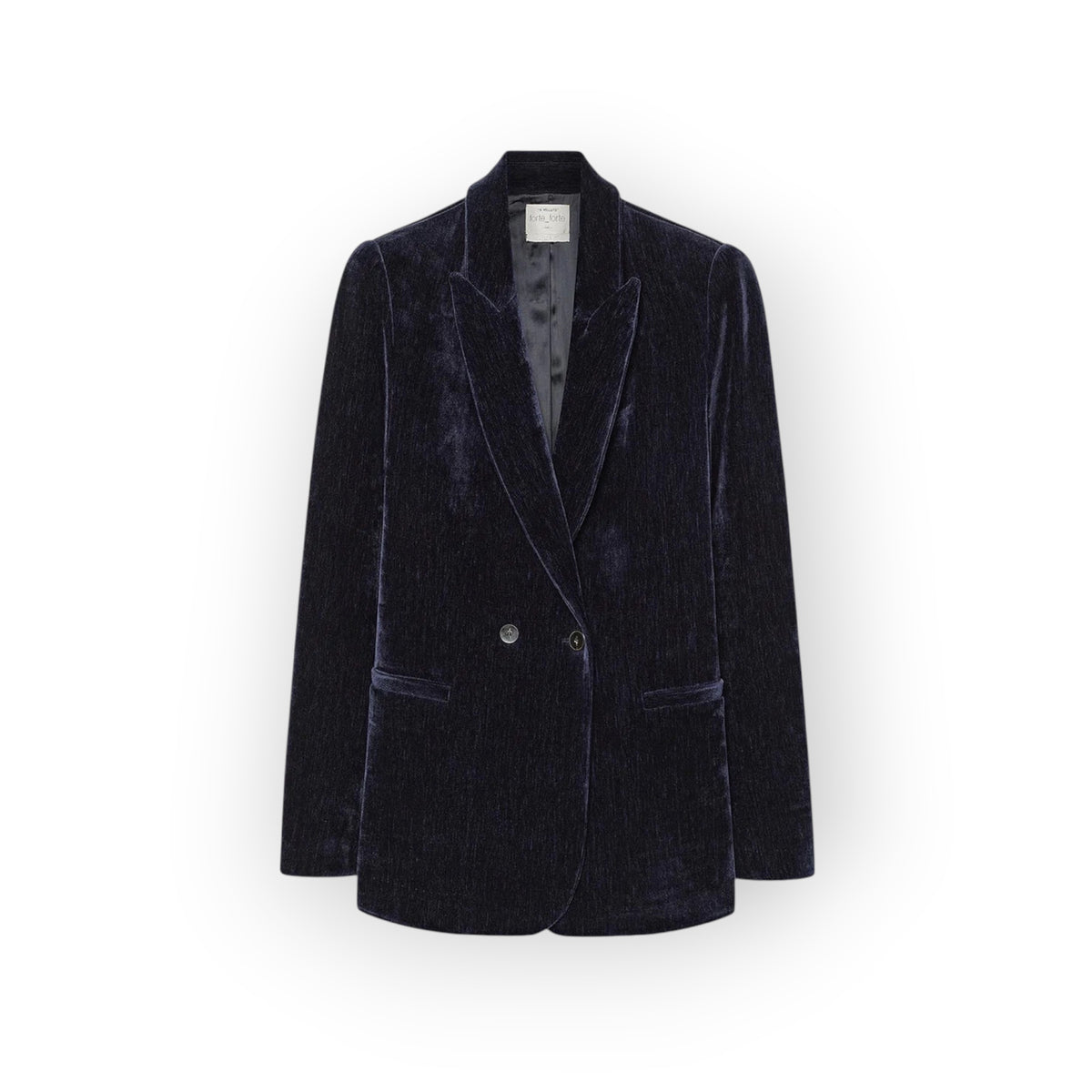 Ygreque Forte Forte Nero black corduroy blazer with a tailored fit and double-breasted button closure.