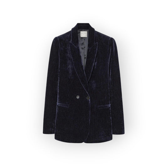 Ygreque Forte Forte Nero black corduroy blazer with a tailored fit and double-breasted button closure.