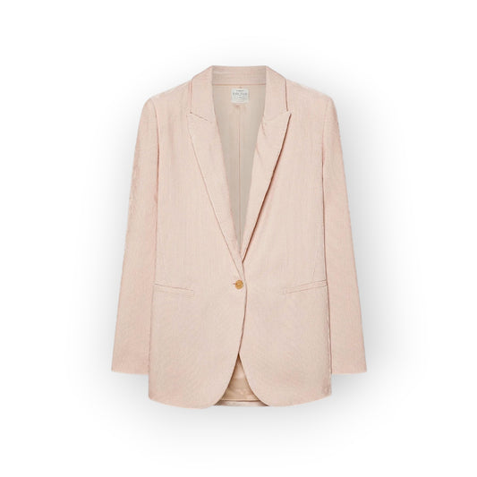 Ygreque Forte Forte Loto corduroy blazer in a soft pink hue with a single-button closure and structured silhouette.