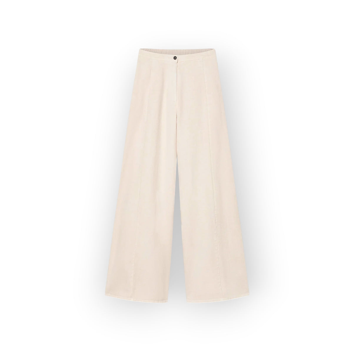Ygreque Forte Forte Seta wide-leg cotton twill trousers in a soft cream shade with a comfortable elasticated back.
