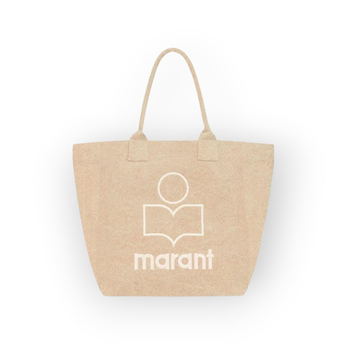 Ygreque Isabel Marant Yenky small beige cotton tote bag with embroidered logo and dual handles