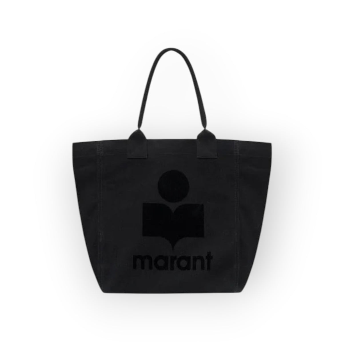 Ygreque Isabel Marant Yenky Small black cotton tote bag with embroidered logo and dual shoulder straps