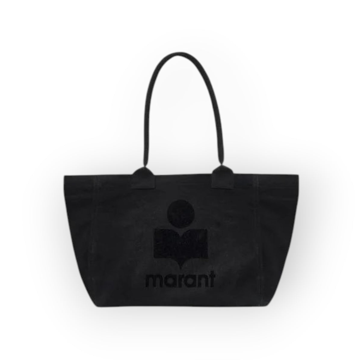 Ygreque Isabel Marant black cotton Yenky Zipped tote bag with a contrasting logo on the front and top zip closure.