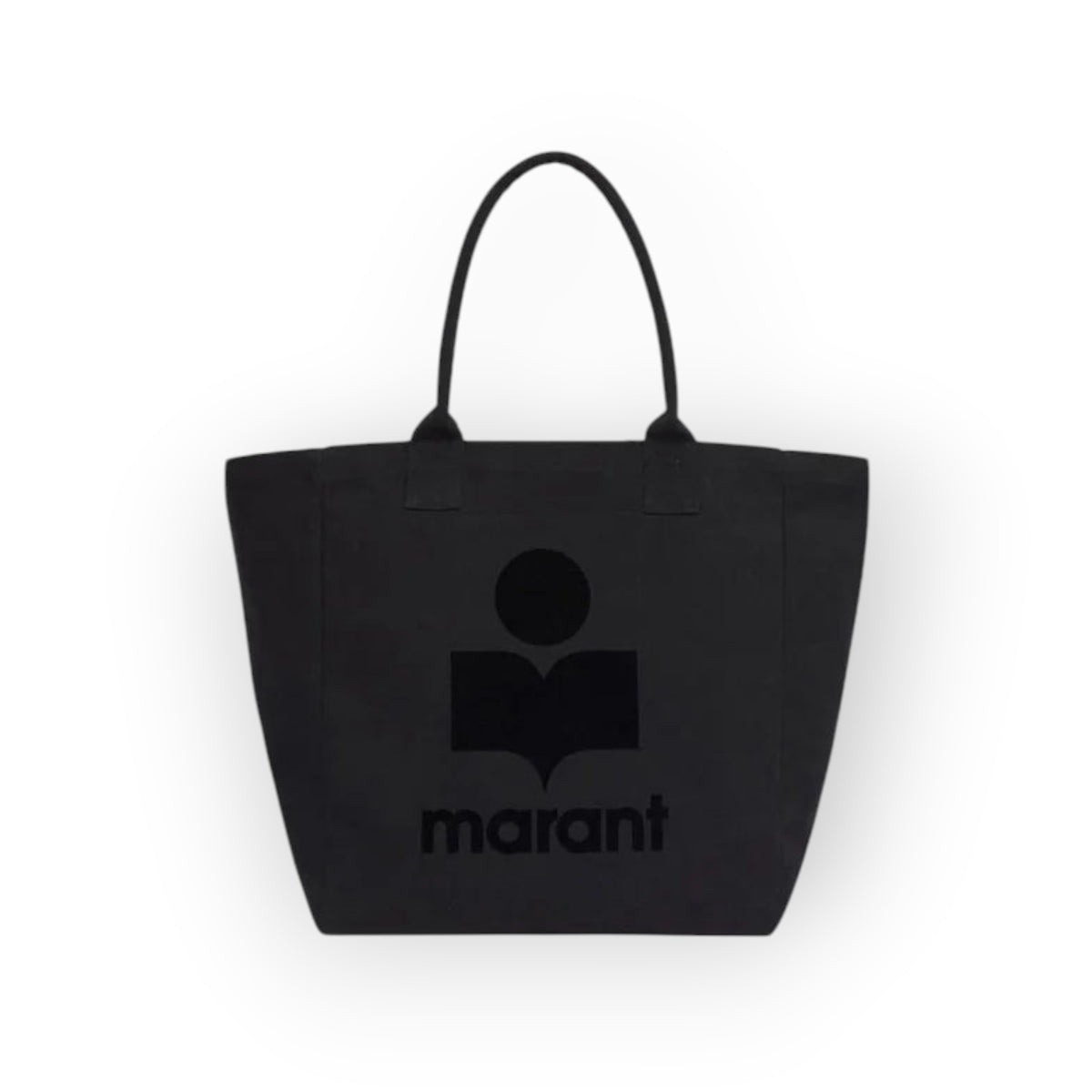 Ygreque Isabel Marant Yenky black washed cotton tote bag with embroidered logo and shoulder straps