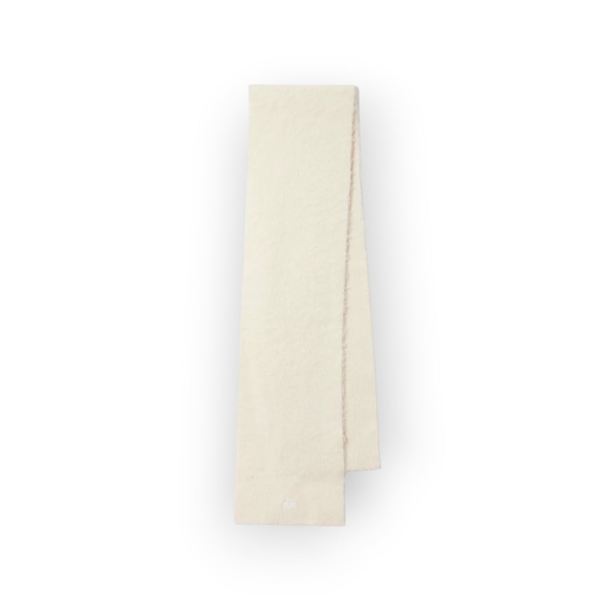 Ygreque Isabel Marant Feliz ecru baby alpaca ribbed scarf with tonal IM logo patch
