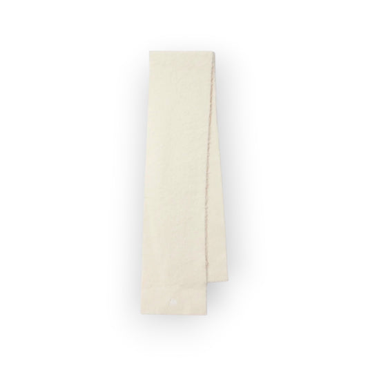 Ygreque Isabel Marant Feliz ecru baby alpaca ribbed scarf with tonal IM logo patch