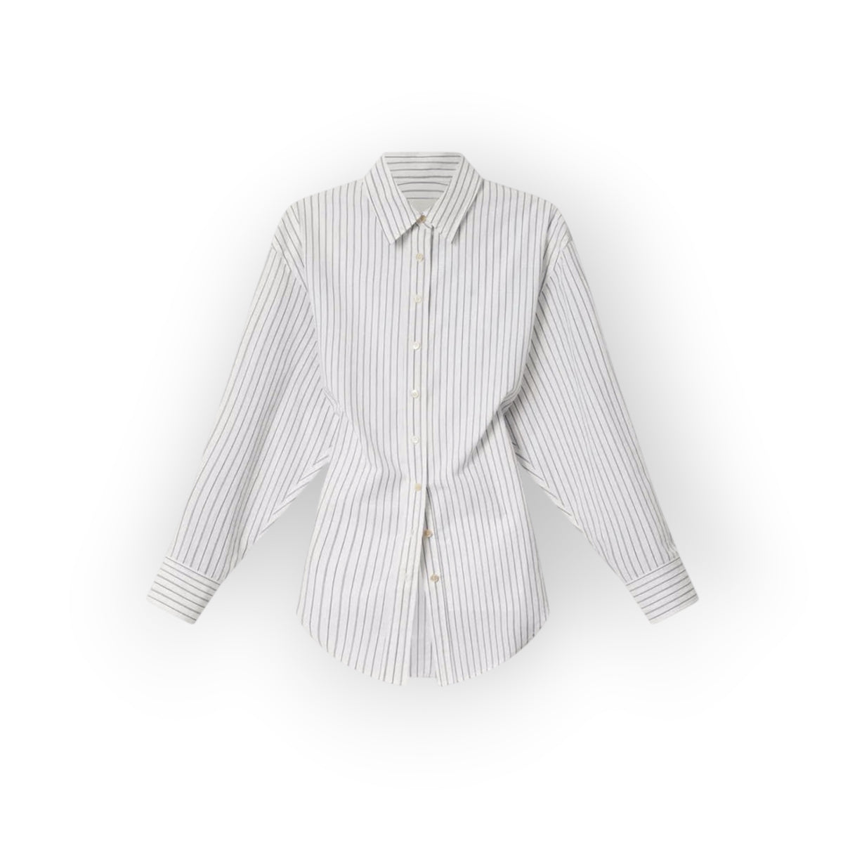 Ygreque Isabel Marant Aurora striped cotton shirt in white and black with a classic collar and button-down front.