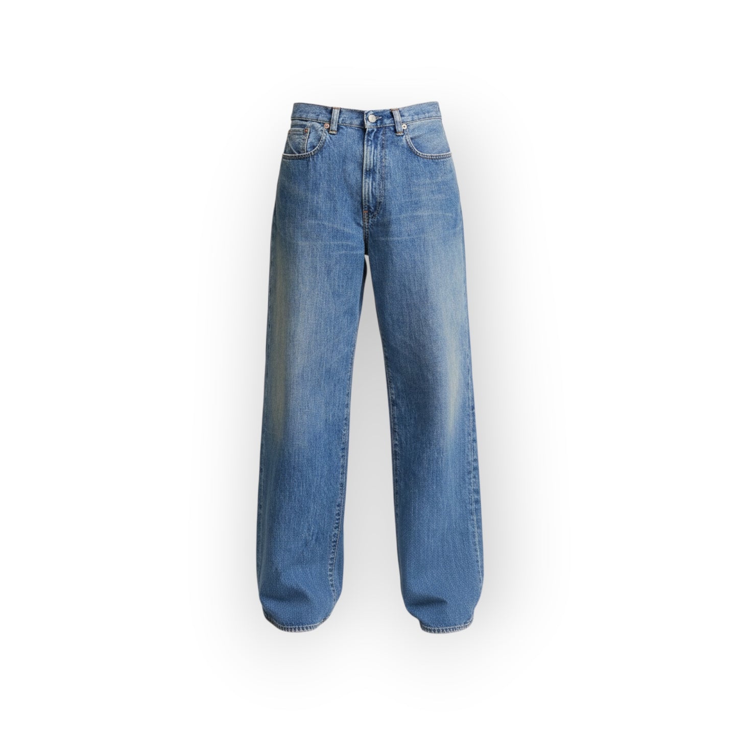 Ygreque Teri Wide Leg Rehan Blue denim jeans with a relaxed fit and classic five-pocket design.
